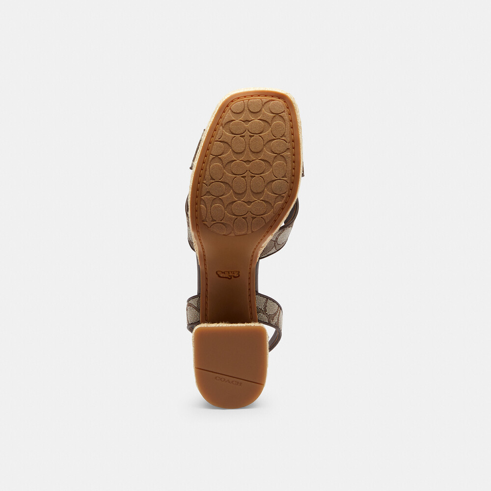 Coach Outlet Block Heel Sandal In Signature Jacquard - Picture 3 of 3